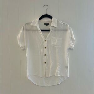 White gauzy camp shirt, Size M